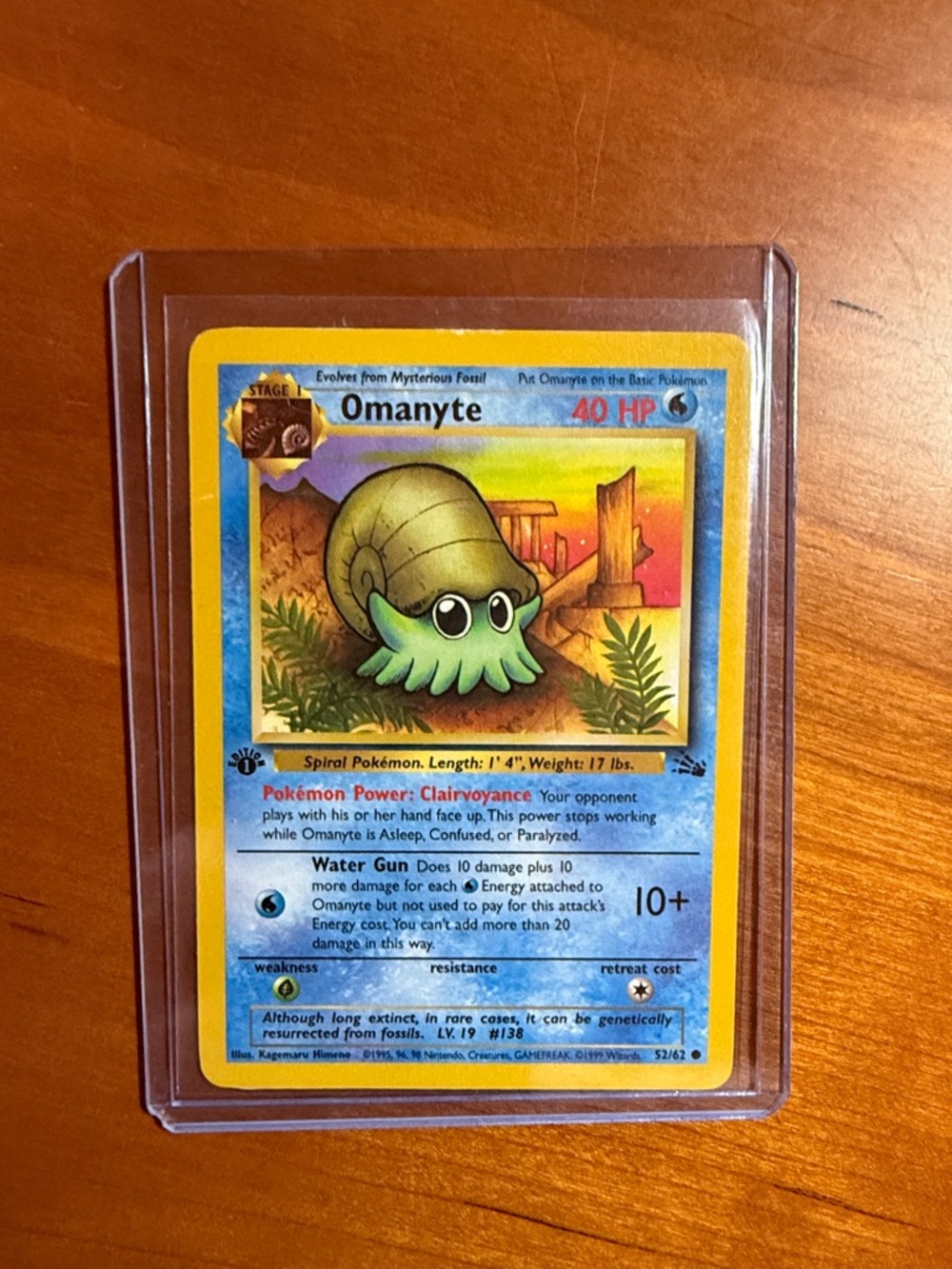 Pokemon Omanyte Blue Yellow Card